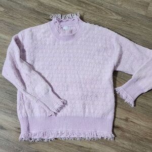 VOY Fringed Lilac Turtleneck Sweater